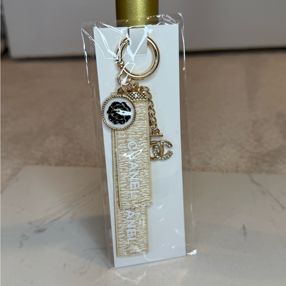 Chanel Gold Keychain with Logo Charm